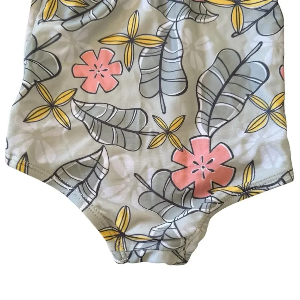 Disney Princess Moana Rashguard Long Sleeves  One-Piece Swimsuit Hat Set 18M